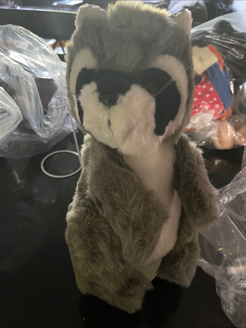 Plush creations inc raccoon - gray white black Stuffed Animal